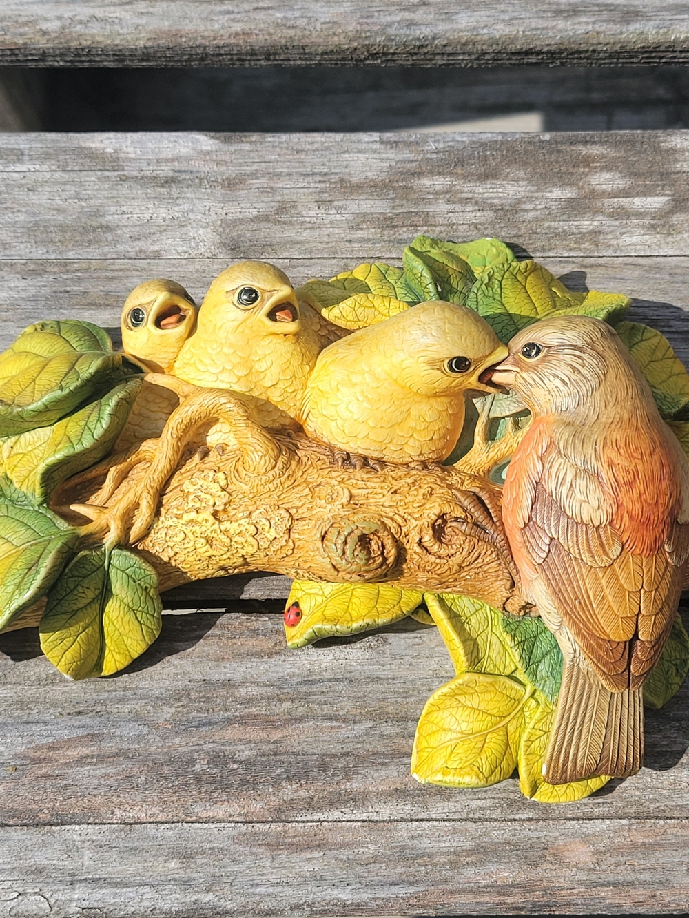 Vintage 1971 Bossons Chaffinches Bird Family Chalkware Wall Plaque 7" England